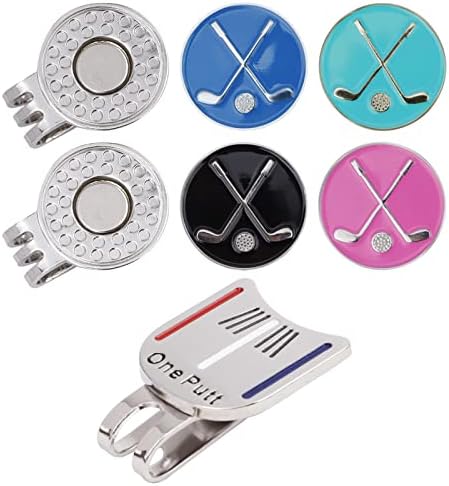 IBEQUEM 2Pcs Golf Ball Markers with Metal Magnetic Hat Clips, Funny Golf Putting Alignment Aiming Tool, Removable Attaches Easily Golf Accessories for Men Women Premium Novelty Value Gifts