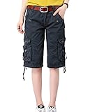 Design: Mitte Taille Design, Lässige Passform, Knielänge, Gerade Beine mit Kordelzug. Mehrere Taschen inklusive Seitentaschen, Cargotaschen hinten und am Bein mit Druckknöpfen.