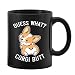 PUHEI Guess What Corgi Butt 11 Ounces Ceramic Mug, Funny Cute Dog Coffee Tea Mug, Home Office Decor, Christmas Birthday Gift for Dog Lovers