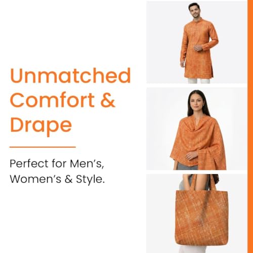 Image of Cotton Fabric Material for Men and women (3 Meter, Orange), Solid