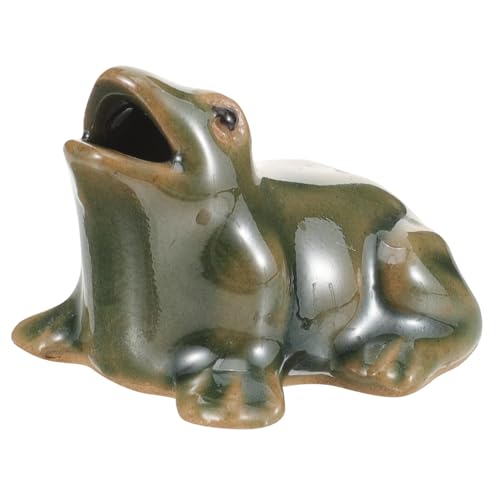 Garneck Ceramic Ornament Frog Decorations Indoor Frogs Decor Garden Water Fountain Frog Waterfall Pond Waterfall Frog Fountain Frog Porcelain Frog Figurine Features Ceramics Light Green