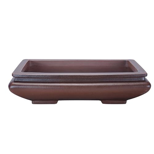 ADERFETBI Plant Pots Indoor Purple Sand Antique Handmade 29cm Rectangle Clay Potting Desktop Floor Patio Breathable Pots