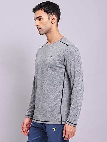 Image of TECHNOSPORT Men's Slim Fit Full Sleeve Round Neck T-Shirt, Double Cool Quick Dry Moisture Wicking Stretchable Sports Gym and Casual Wear