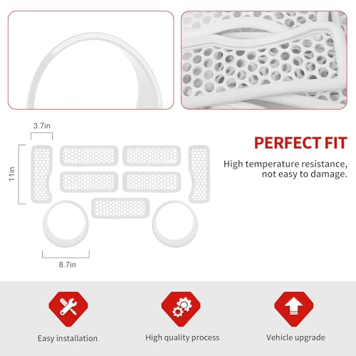 Image of 9PCS Headlight Cover & Front Grill Mesh Inserts Compatible with Jeep Wrangler JL JLU 2024-2025, NOT FIT JL Sport /Sport S (White)