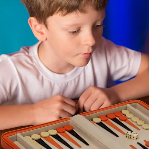 Backgammon Mini Portátil en Estuche de Cuero Sintético miniatura 6