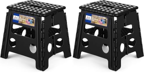 Image of ACKO Folding Step Stool 13 Inch, Sturdy Collapsible Step Stool Foldable Up to 300 lbs for Adults, Non Slip Lightweight Foot Stools with Handle, Ideal for Kitchen, Bathroom, Bedroom, Garden (Pack of 2)