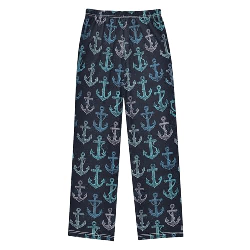 ALAZA Anchor Black Blue Pajama Lounge Pants Long Sleep Pajama Bottoms with Pockets2