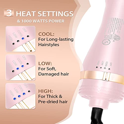 Nicebay Hair Dryer Brush, 4 In 1 Hot Air Brush, One-Step Blow Dryer Brush With Ceramic Coating, 3 Temperature Settings, Detachable Design #TOP4