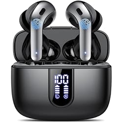 Auriculares Inalambricos 50 Euros Auriculares Inalámbricos Bluetooth, Auriculares Bluetooth 5.3, 4 Mic con Reducción de Ruido ENC, 50H con Graves, Cascos Inalambricos Bluetooth IPX7 Impermeable, Carga Rápida USB-C, Ajuste Cómodo