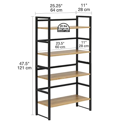Calico Designs Ashwood 4-Tier Or 2-Tier Stackable Bookshelf (1 Set),Graphite Black/Ashwood,Rectangular #TOP2