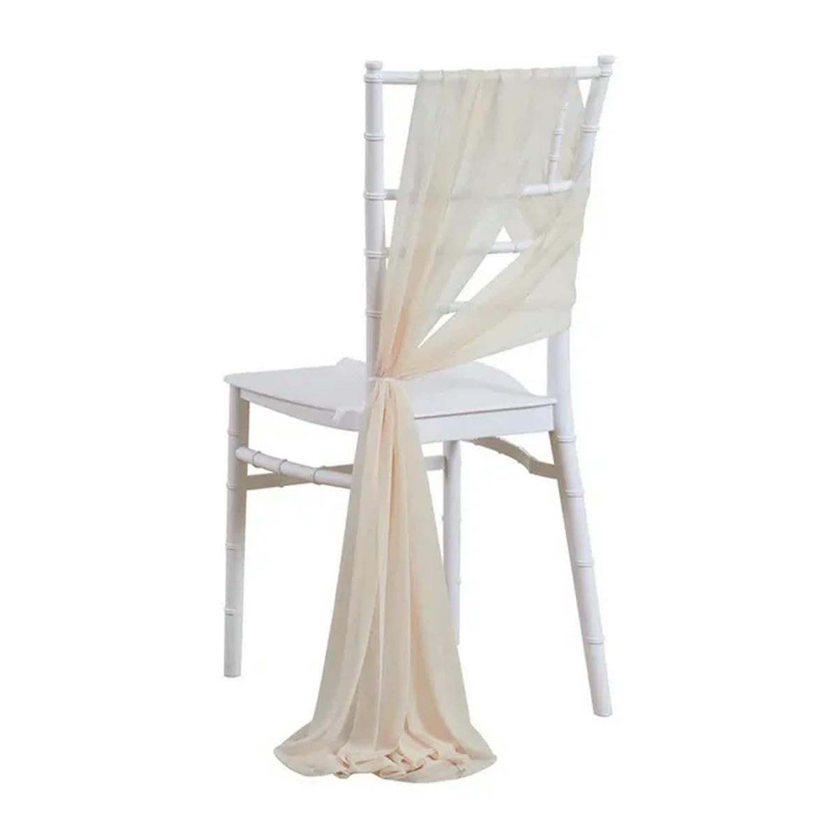 10/50 pcs as Chiffon Chair Sashes Wedding Chair Decoration for Aisle Party Banquet Event,17x275cm long-beige-10 pcs — image 1