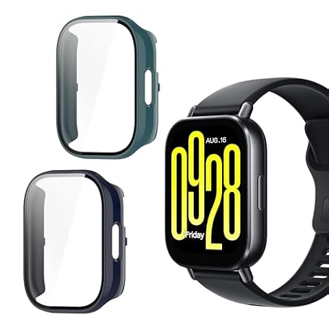 NEWZEROL 2 etui ochronne, kompatybilne z Xiaomi Redmi Watch 5 Active, ramka ochronna z poliwęglanu (PC) + folia ochronna na wyświetlacz z hartowanego szkła do Xiaomi Redmi Watch5 Active – niebieskie