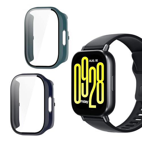 NEWZEROL 2 etui ochronne, kompatybilne z Xiaomi Redmi Watch 5 Active, ramka ochronna z poliwęglanu (PC) + folia ochronna na wyświetlacz z hartowanego szkła do Xiaomi Redmi Watch5 Active – niebieskie