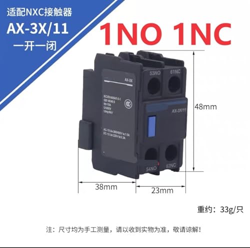 Contact auxiliaire AX-3X/11 NXC pour contacteur CA inverseur 1NO 1NC