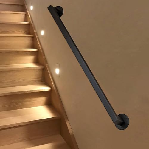 Rampe d'escalier noire en fer forgé murale de 330 cm