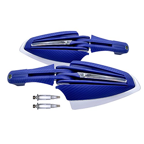 Qidian Universal Motorcycle Carbon Fiber Hand Guards Guard Handguards 7/8" 22Mm With White +Yellow Led Turn Signal Light For Atv Dirt Bike Accessories (Blue) #TOP1