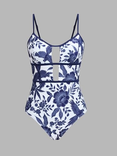 Image of CUPSHE Women's Scoop Neck One Piece Cutout Monokini Swimsuit | Back Self Tie,Soft Removable Cups,Adjustable Straps ,Flattering Bathing Suit For Vacation And Beach