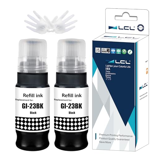 LCL Compatible Ink Bottle Replacement for Canon GI23 GI-23 BK GI-23BK for Canon PIXMA G520 G620 Printer (2-Pack Black)