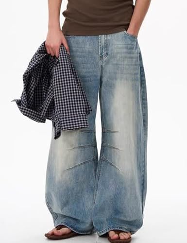 Men Baggy Jeans Y2K Vintage Wide Leg Skater Jeans Loose Fite Denim Pants Trousers Streetwear3