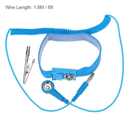 Image of MECCANIXITY 4 Pack ESD Anti Static Wrist Strap Adjustable Antistatic Bracelet Set Wire Alligator Clip for Computer Electronics Repair 2 Blue 2 Brown