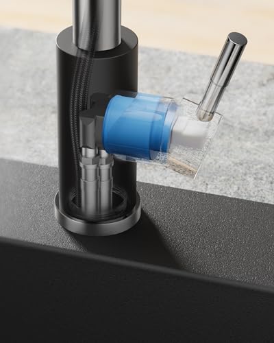 Image of FORIOUS Kitchen Faucet with Pull Down Sprayer, Stainless Steel Commercial Single Handle Classic Spring Pull Out Sink Faucet for Pot Filler, Farmhouse Camper Bar Laundry Room, Black Chrome