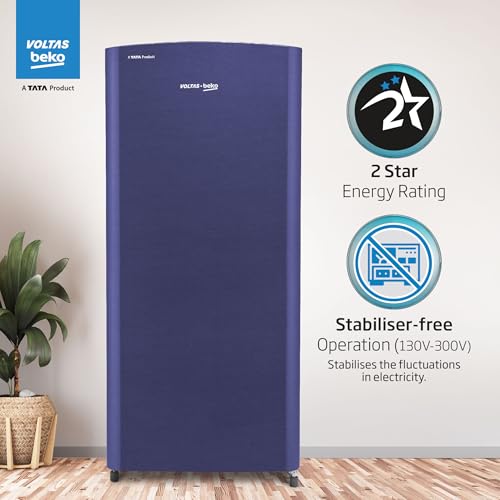 Voltas Beko, A Tata Product 183 L, 2-Star Single Door Direct Cool Refrigerator with Fresh Box Technology (RDC215C / 2S0XER0M0000GO, Hairline Blue) 8 41dn1ztY14L