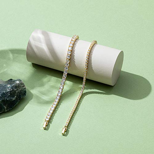 Pavoi 14K Gold Plated Cubic Zirconia Classic Tennis Bracelet | Rose Gold Bracelets For Women | 4Mm Cz, 6.5 Inches #TOP4