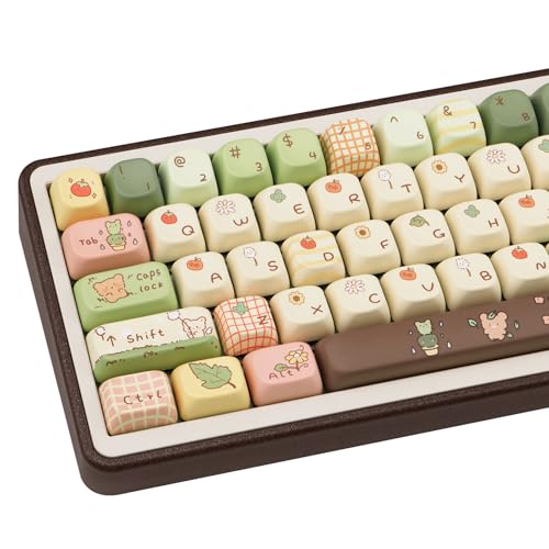 Image of PBT Keycaps Bear Forest Green Cute 149 Keys Key Cap for Cherry MX