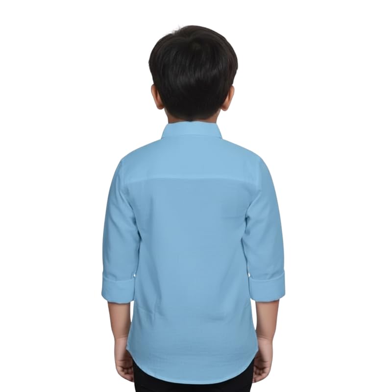 Image of Boys Cotton Blend Solid Full Sleeve Shirt with Spread Collar ? Casual Shirt for Kids