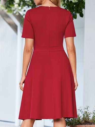 Image of YIOYOLA Fit and Flare Work Dresses for Women Business Casual Office Church Cocktail Party Aline Dress with Pockets