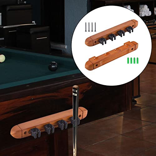 Deevoka Pool Cue Rack Claw, Wall Rack With 4 Cue Clips, Solid Wood Cue Clips Stand, Storage Billiard Cue Rest, 4 Pool Billiard Rods Holder For Clubs, Yellow #TOP4