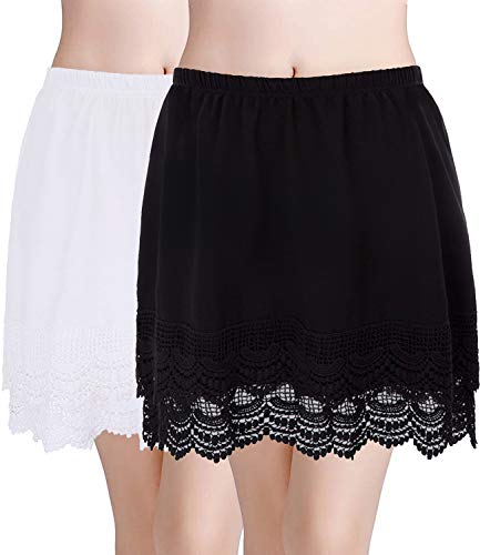 Image of Vanrose Jan Womens Lace Shirt Extender See Through Lace Underskirts Layering Half Slip Clothing Accessories
