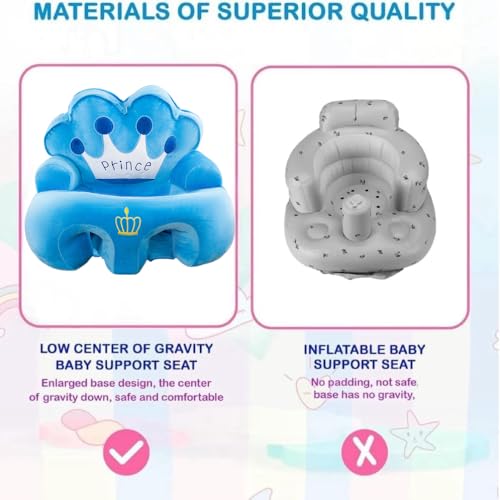 Baby Sitting Support Sofa Chair, Sit Me Up Floor Seat for Baby, Learn to Sit Chair for Toddlers, Infant Seats for Boys and Girls (Blue Crown)