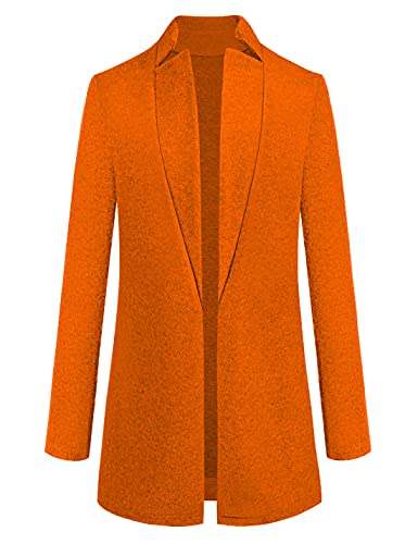 Omoone Women's Basic Stand Collar Slim Fit Jacket Pea Coat Notched Lapel Trench Coat(2410-Orange-L) #TOP3