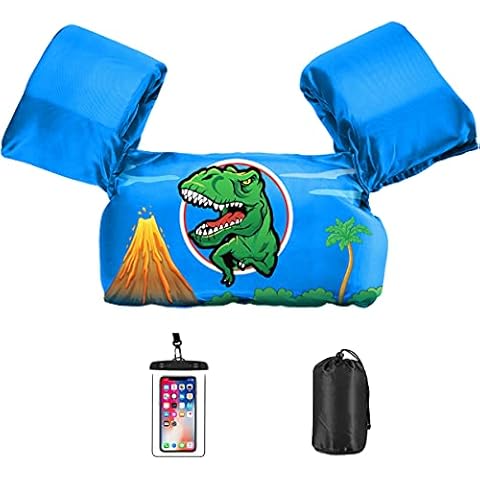 AmazeFan Kids Swim Life Jacket Vest for Swimming Pool, Swim Aid Floats with Waterproof Phone Pouch and Storage Bag,Suitable for 30-50 lbs Infant/Baby/Toddler,Children/Sea/Beach Cover
