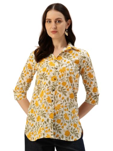Image of feranoid Classic Collared Cotton Shirt with 3 /4 Sleeve for a Timeless Casual Look