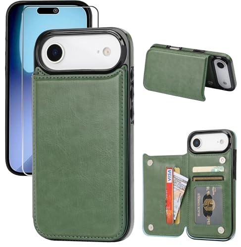 Coque durable pour iPhone 17 Air étui portefeuille porte-cartes avec béquille 6,6"