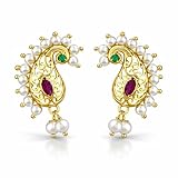 VAMA Juego de pendientes para mujer, diseño de pavo real con perlas, para regalo para niñas