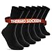 6 | 12 | 24 Paar THERMO Socken Herren Damen Wintersocken Baumwolle Vollfrottee Schwarz 10900 WP (6 Paar 39-42)