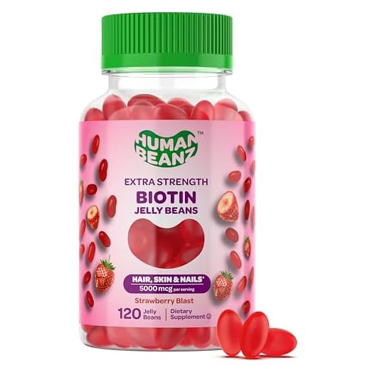 Human Beanz Biotin Jelly Bean Gummy Vitamins, Extra Strength Biotin for Hair, Skin and Nails, 5000mcg per Serving, Hair Growth Vitamins for Men and Women, 120 Strawberry Blast Jelly Beans, Kosher