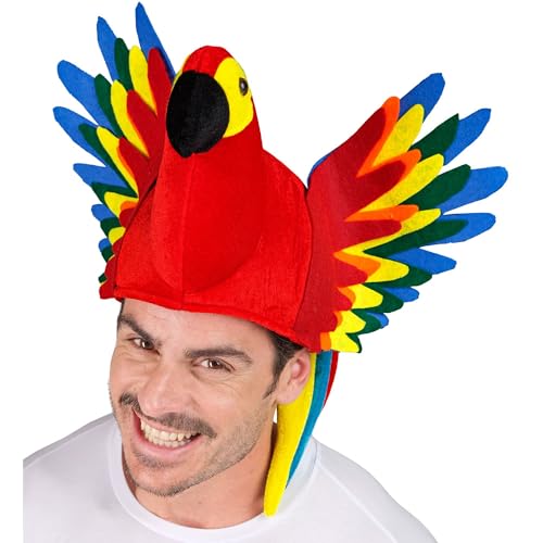 W WIDMANN MILANO Party Fashion - Hut Papagei, Vogel, Tierkostüm, Kopfbedeckung für Karneval