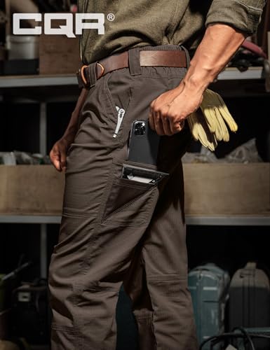 Image of CQR Men's Quick Dry Work Pants, Water Resistant Outdoor Tactical Pants, Lightweight Stretch Cargo Hiking Pants