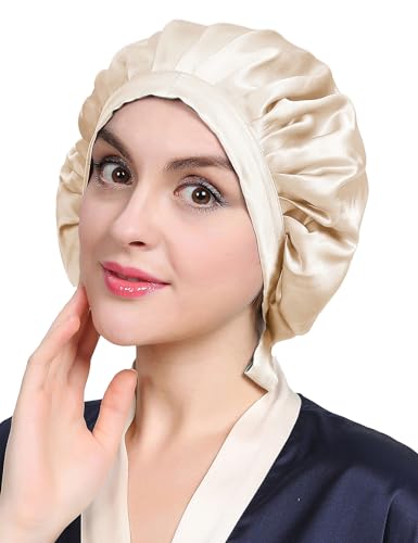 LilySilk 100% Mulberry Silk Bonnet Flat Front Silk Night Sleep
