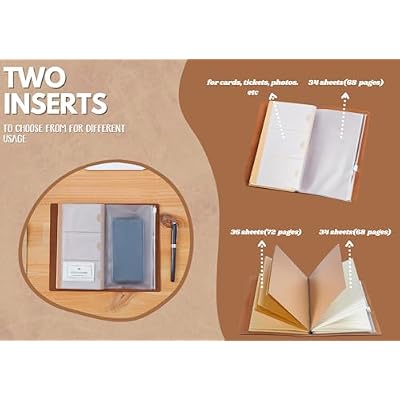 InnoBeta Coffee gifts Leather Journal Notebook with Pen, for Coffee Lovers, Men, Women on Birthday, Refillable Sketchbook, Travel Diary, Lined Planner, 7x5 Inches, Brown