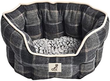 AllPetSolutions Alfie Range Dog Bed - Warm, Fleece-Lined Machine Washable Dog Bed with Raised Rim - Calming Pet Sofa & Home Lounger with Extra Soft Reversible, Removable Pillow Cushion - Medium, Grey