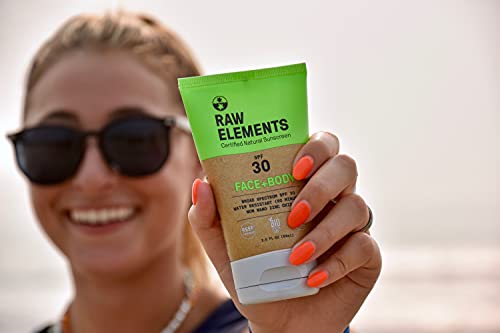 Raw Elements Face And Body All-Natural Mineral Sunscreen - Non-Nano Zinc Oxide, 95% Organic, Water Resistant, Reef Safe, Cruelty Free, Spf 30+, All Ages Safe, Moisturizing, Bio-Resin Tube, 3Oz #TOP7