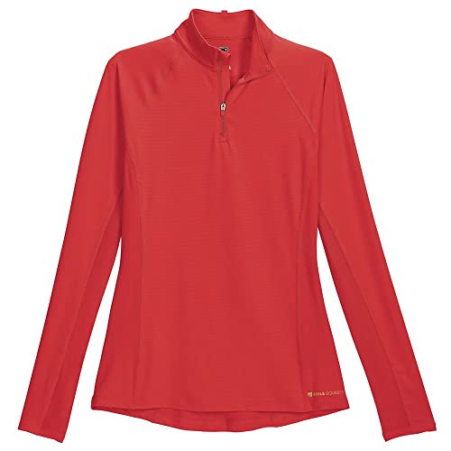 Noble Equestrian Ladies' Ashley + Long Sleeve Shirt, Size Small, Cherry Red #TOP2