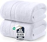 Utopia Towels Jumbo Bath Sheets, 2 Pack, 35x70 in, 600 GSM Cotton, White