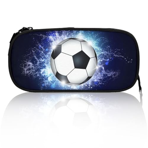 KEWUF - KEWUF Trousse Scolaire Garçon Football, Grande Capacité Étui à Crayons, Trousse de Papeterie pour Garçons et Enfants