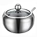 Kingrol Endurance Stainless Steel Sugar Bowl with Spoon and Clear Lid, 2-1/3 Cups, 19 Oz.